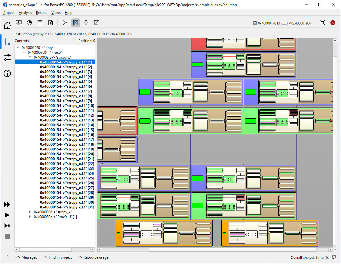 aiT screenshot: visualization of cache and pipeline states