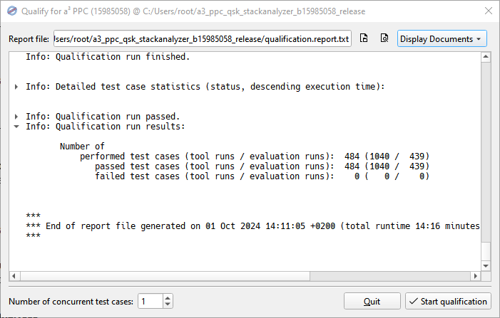 Qualification report